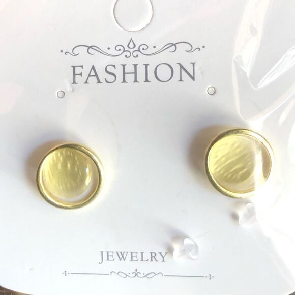 Fashion Gold Brushed Stud Earrings (A)164 - Picture 1 of 7